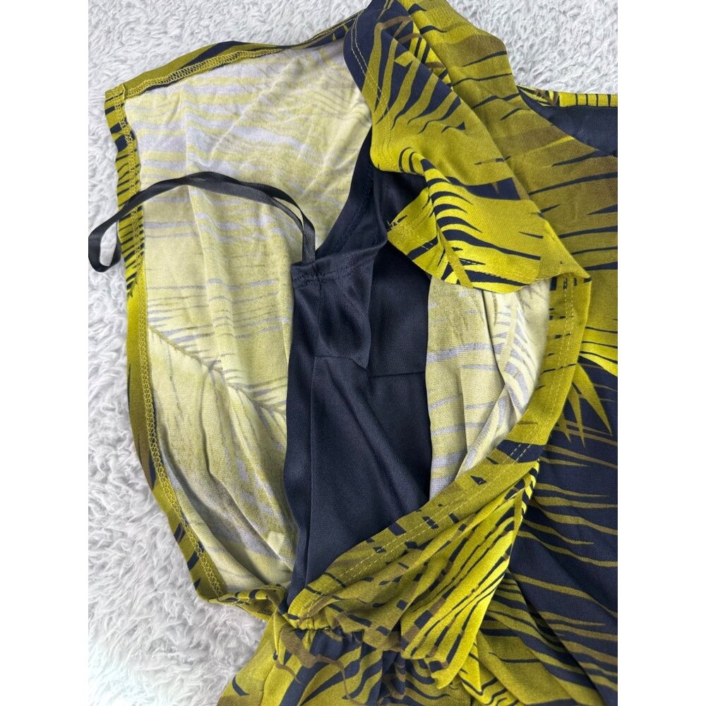 Valerie Bertinelli Womens Palm Leaf Print Dress NWT Size 6 Yellow & Black Polyes - Picture 12 of 16